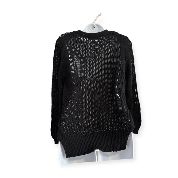 Olivaceous Cotton Cardigan with Open weave, Black, Size L - Picture 2 of 16